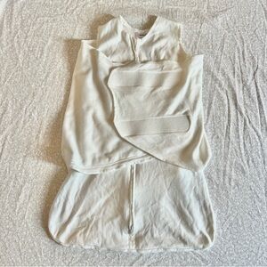 EUC Halo SleepSack Swaddle Organic Cotton white 0 - 3 months